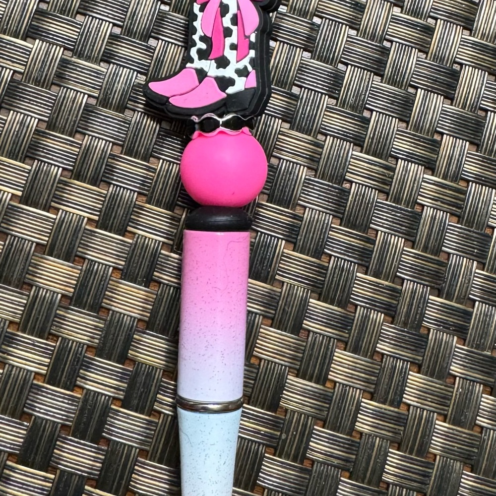 Stylish Pink and Black Pen with Boot Design